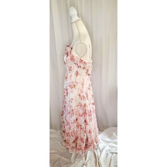 Lulus Babydoll Coquette Milkmaid Smocked Tiered Flowy Mini Dress Woman's Size M - Picture 5 of 16